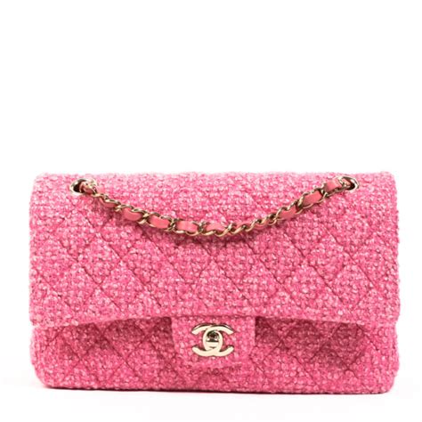 pink chanel top handle bag|Chanel pink tweed flap bag.